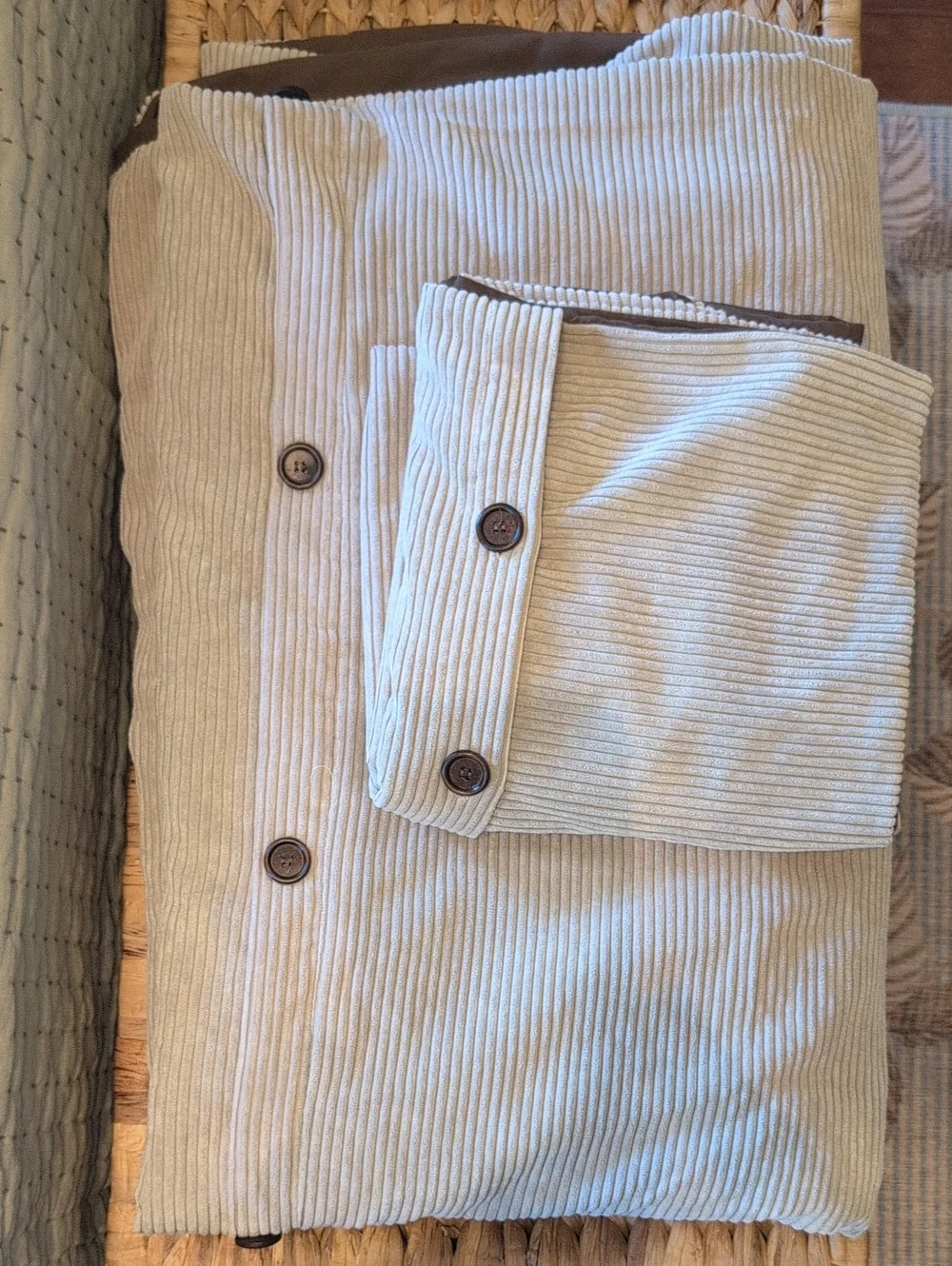 Neutral Ribbed Corduroy Duvet Cover in Light Beige